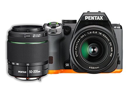 Pentax K-S2 20MP Wi-Fi Enabled Weatherized SLR with 50-200mm Lens Kit (Black/Orange)