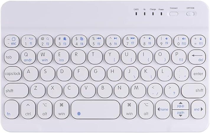 INI Totetype Portable Bluetooth Touchpad 7 Inch Mini Keyboard for iPad Air, iPad Pro, iPad Mini, Trackpad Android Windows Tablet & PC - White