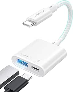 JSAUX USB C to USB OTG and Charger Adapter, 2-in-1 USB C OTG Splitter with PD 60W Fast Charging Cable Compatible with Chromecast Google TV, iPhone 15 Pro Max, MacBook Pro Air, Galaxy S24/S23, Pixel 7