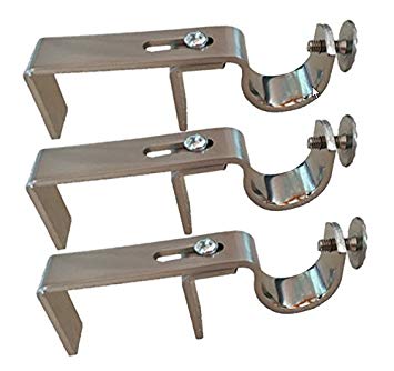 NoNo Bracket - Outside Mounted Blinds Curtain Rod Bracket Attachment (Satin Nickel, Set of 3)
