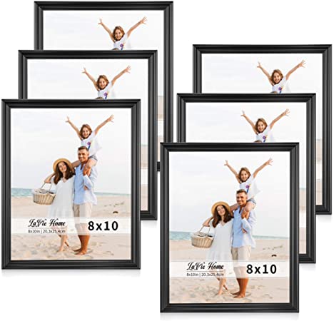 LaVie Home 8x10 Picture Frames(6 Pack, Black) Single Photo Frame with High Definition Glass for Wall Mount & Table Top Display, Set of 6 Basic Collection