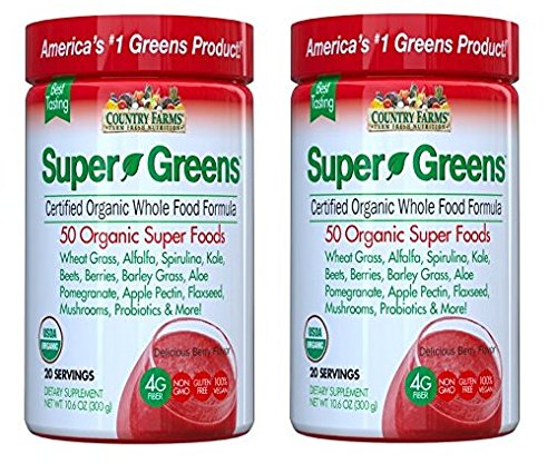 Country Farms Super Green Drink, Berry Flavor, 9.88 Ounce (Pack of 2)