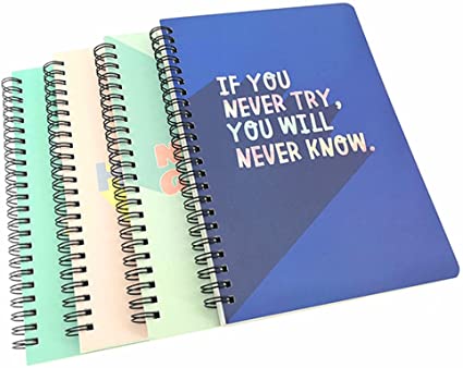 ALIMITOPIA Spiral Notebook Joural,Wirebound Ruled Sketch Book Notepad Diary Memo Planner,A5 Size & 80 Sheets (4pcs,Sayings)