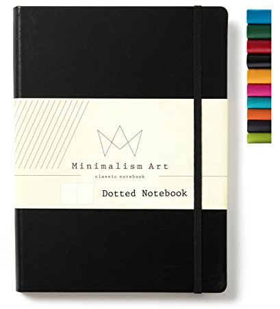 Minimalism Art | Classic Notebook Journal, Size: 8.3" X 11.4", A4, Black, Dotted Grid Page, 192 Pages, Hard Cover/Fine PU Leather, Inner Pocket, Premium Thick Paper-100gsm | Designed in San Francisco