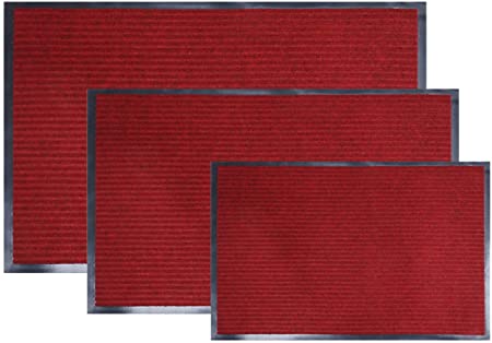 fani 3-Pack Doormat Outdoor, Wine Red Entrance Rug Floor Mats, Non Slip Easy Clean Outdoor Indoor Shoe Scraper Rug, Door Mats for Entrance Way Outdoors(35 x 23 31 x 19 23 x 15 inch)