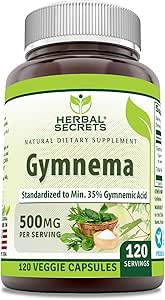 Herbal Secrets Gymnema Supplement | 500 Mg Per Serving | 120 Veggie Capsules | Non-GMO | Gluten Free | Made in USA