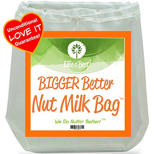 Pro Quality Nut Milk Bag - Big 12"X12" Commercial Grade - Reusable Almond Milk Bag & All Purpose Strainer - Fine Mesh Nylon Cheesecloth & Cold Brew Coffee Filter - Free Recipes & Videos