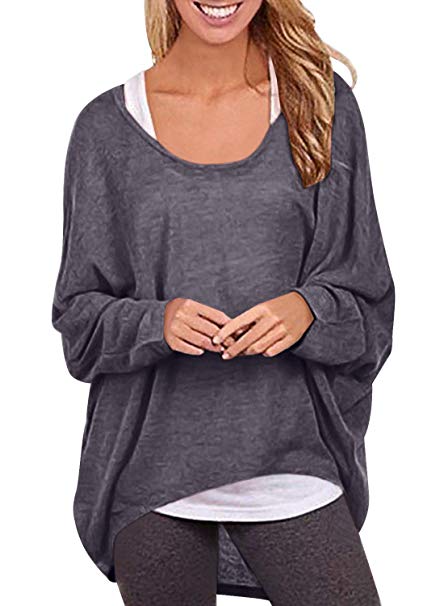 Yidarton Womens Sweater Casual Oversized Baggy Off-Shoulder Long Sleeve Pullover Shirts Tops