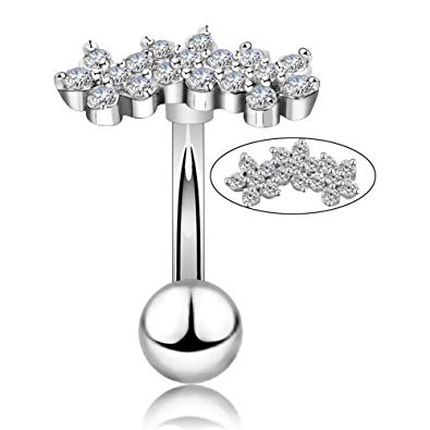OUFER 16G 316L Surgical Steel Sparkle Flower Zircon Rook Piercing Jewelry Cartilage Tragus Earrings Curved Barbell