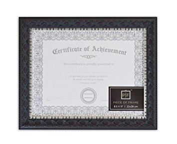 Golden State Art, Frame for Pictures & Certificates 8.5x11, Black Silver Burgundy Color, Ornate Molding, Document or Photo Frame with Real Glass