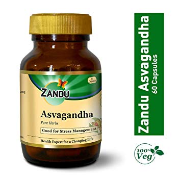 Zandu Ashwagandha (Ayurvedic Indian Ginseng), for General wellness - 60 Veg capsules