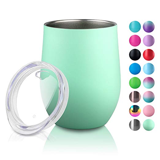 Wine Tumbler Glasses, Arteesol Coffee Tumbler with Lids Insulated Wine Glass Stainless Steel Multi Pack/Color12oz Double Wall Vacuum Unbreakable Cups for Wine/Coffee/Drinks/Champagne/Cocktails