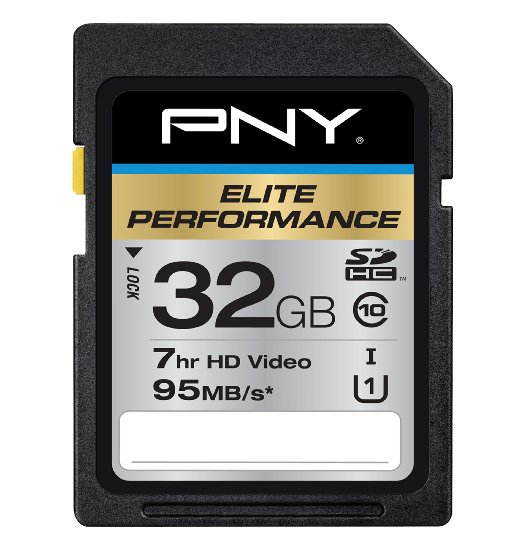 PNY Elite Performance 32 GB High Speed SDHC Class 10 UHS-I, U1 up to 95 MB/Sec Flash Card (P-SDH32U195-GE)