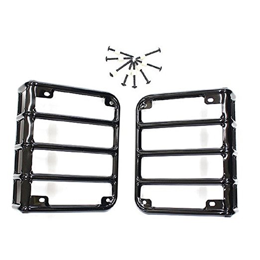 DIYTuning Euro Tail lamp light Cover Trim Guards Protector for Jeep Wrangler JK JKU Unlimited Rubicon Sahara Sport Exterior Accessories Parts 2007 2008 2009 2010 2011 2012 2013 2014 2015 2016 2017