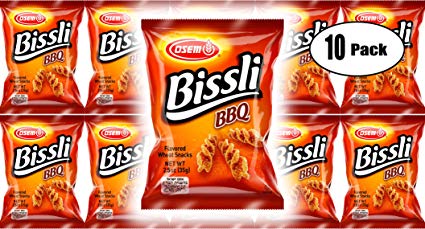Osem Bissli BBQ Flavored Crunchy Wheat Snack -No Food Coloring or Preservatives, 2.5 Ounce Bags (Pack of 10)