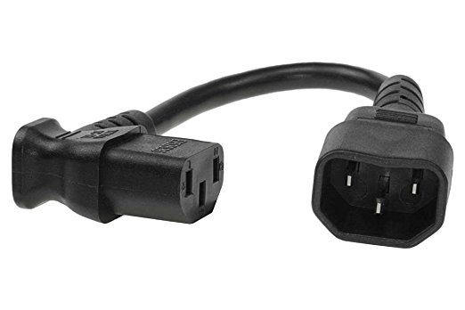 SF Cable, 8" IEC C14 to C13 Power Extension Cord 10Amp 250V 18/3 AWG Right Angle