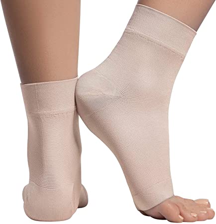 Ankle Compression Sleeve - 20-30mmhg Open Toe Сompression Socks for Swelling, Plantar Fasciitis, Sprain, Neuropathy - Nano Brace for Women and Men
