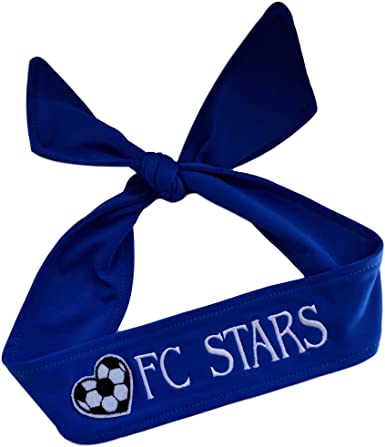 Soccer Headband Moisture Wicking TIE Back Personalized with Embroidered Heart and Custom Name