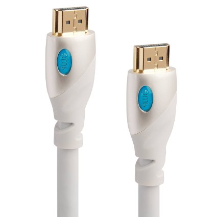 PlugLug High-Speed HDMI Cable Version 20 Fastest Version 50 Feet White - Supports Ethernet 3D and Audio Return