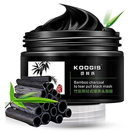 KOOGIS Bamboo Charcoal To Tear Pull Black Mask Blackhead Removal Mask Deep Clesing Acne Facial Nose