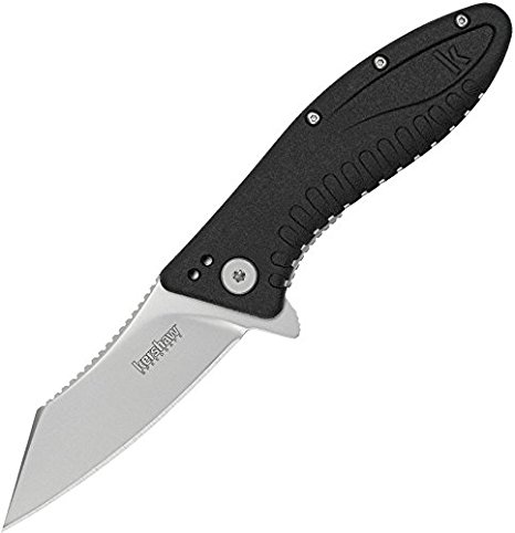 Kershaw Grinder Folding Pocket Knife (1319); Stainless Steel Blade with Tanto-Inspired Tip and Heavy Jimping; Curved Handle Features SpeedSafe Opening, Liner Lock and Deep-Carry Pocketclip; 4.5 OZ