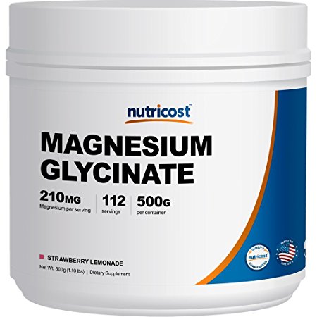 Nutricost Magnesium Glycinate Powder (500 Grams) (Strawberry Lemonade)