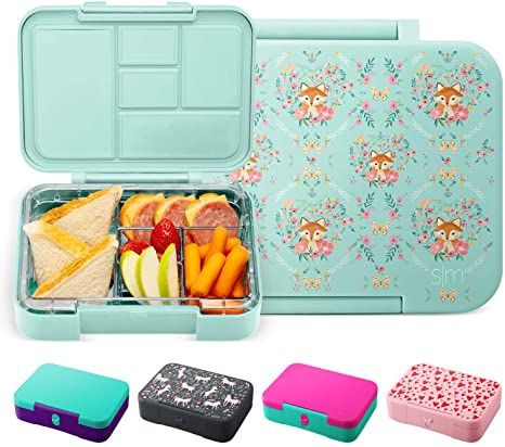 Simple Modern Porter Bento Lunch Box for Kids - Leakproof Divided Container with 5 compartments for Toddlers, Men, and Women Pattern: Fox and the Flower