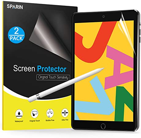 [2-Pack] Paperlike Screen Protector for iPad 7th Generation 2019 Released, SPARIN iPad 10.2 Screen Protector Paper Like Texture Compatible with Apple Pencil/No Glare/Scratch Resistant Matte Film