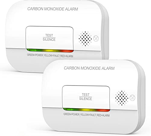 Putogesafe Carbon Monoxide Detector, 10 Year Sensor Life, EN50291 Certified, with Battery Warning Indicator and Test Button, 85 dB, for Ceiling and Wall Mounting, White (2Pack)