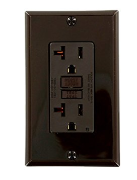 Leviton GFNT2 Self-Test SmartlockPro Slim GFCI Non-Tamper-Resistant Receptacle with LED Indicator, 20 Amp, Brown