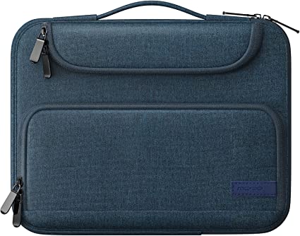 MoKo 9-11 Inch Tablet Sleeve Bag, Fits iPad air 5 10.9" 2022, iPad Pro 11 M2 2022-2018, iPad 9/8/7th Gen 10.2, Tab S8 11", Waterproof Polyester Bag with Double Pockets, Retractable Handle, Indigo