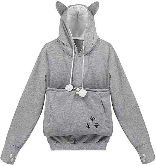 Naive Shine Women's Kangaroo Hoodies Long Sleeve Pet Cat Dog Holder Carrier Sweatshirt