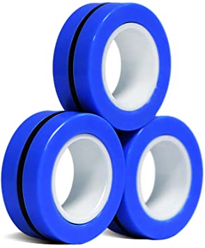 Retail Sign Systems Finger Magnetic Ring, Magnet Toy, Magnetic Fingertip Toys, Decompression Magnetic Magic Ring, Magnetic Game, Magic Toy, Magnetic Bracelet, Durable Unzip Toys (Blue)