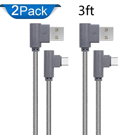 USB C Cable,Type C Cable, Nylon Braided USB C to USB A Charger Cord for Galaxy Note 8,S8,MacBook,LG V30 V20 G6 G5,Google Pixel/2/Pixel XL/2,Nexus 6P 5X,Oneplus 5T/5/3T Pack of 2 (3ft, Grey)