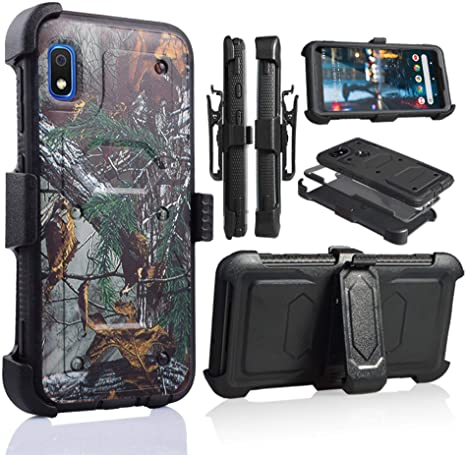 A10E Case, for Samsung Galaxy A10E Full Body Armor Rugged Holster Defender Hybrid Tough Case with 360 Swivel Belt Clip Kickstand & Built in Screen Protector (Hunter Camo)