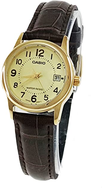 EAW-LTP-V002GL-9BUDF Casio Women's LTPV002GL-9B Brown Leather Quartz Watch