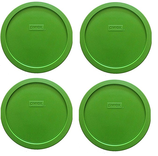 Pyrex 7 Cup Round Storage Cover #7201-PC for Glass Bowls (4 Lids, Green)