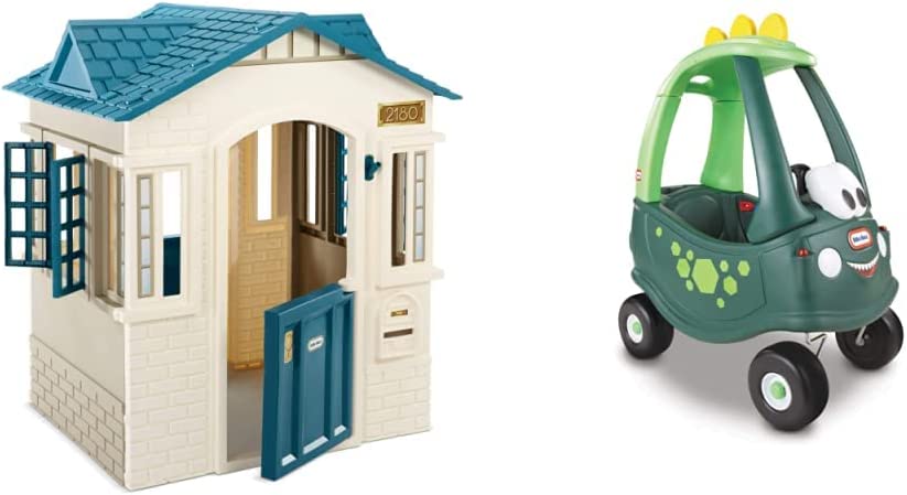 Little Tikes Cape Cottage Playhouse - Blue & Cozy Coupe Dinosaur – Amazon Exclusive