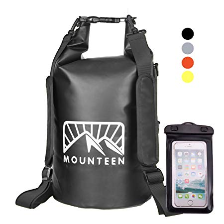 Mounteen - Waterproof Backpack Keeps Gear Dry for Kayaking, Swimming, Boating, Fishing, Water Sports&Camping, Hiking with Marine Grade Secure Sack and Lightweight Waterproof Phone Case