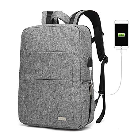KAYOND Business Laptop Backpack, Fashion Computer Bag, Water-Resistent College School Backpack, Eco-Friendly Travel Shoulder Bag/USB Charging Port Fits Under 15.6" Laptop & Notebook (Gray)