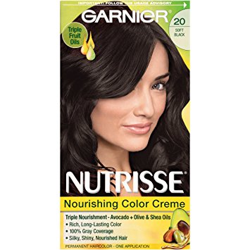 Garnier Nutrisse Nourishing Hair Color Creme, 20 Soft Black (Black Tea) (Packaging May Vary)