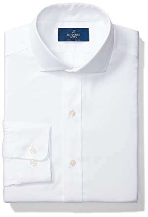 BUTTONED DOWN Men's Classic Fit Cutaway-Collar Solid Pinpoint Dress Shirt, Supima Cotton Non-Iron