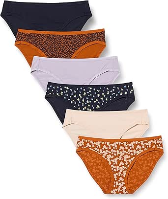 Amazon Essentials Women's Cotton Bikini Brief Underwear (Available in Plus Size), Multipacks