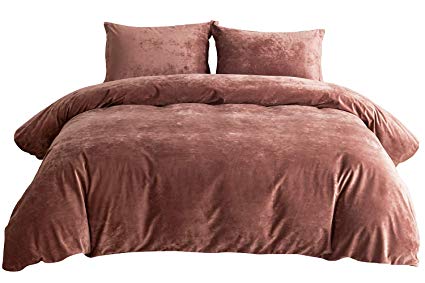 PHF Greek Velvet Duvet Cover Set 3 Pieces Heavyweight Warm Winter Luxury Bedding Set King Size Burgundy