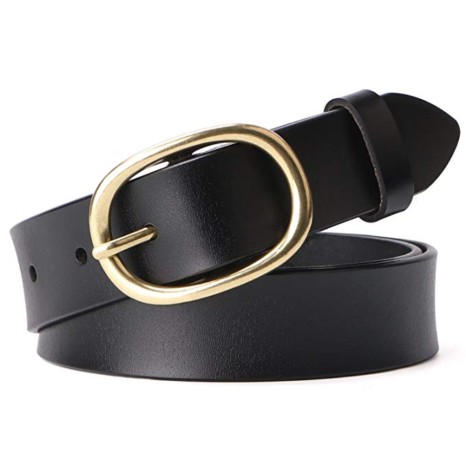 Women's Cowhide Leather Belt Ladies Vintage Casual Belts for Jeans Shorts Pants Summer Dress for Women