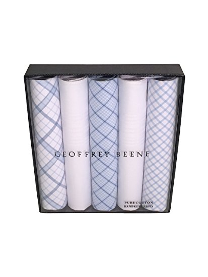 Geoffrey Beene 5 Pack Men's Handkerchiefs Gift Box