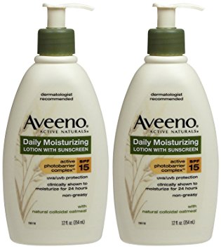 Aveeno Daily Moisturizing Lotion with Sunscreen, SPF 15 - 12 oz - 2 pk