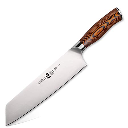 TUO Cutlery Kiritsuke Chef's Knife - German X50CrMoV15 Stainless Steel Vegetable & Meat Knife and High-Tech Pakkawood Ergonomic Handle - 8.5" - Fiery Series TC0718