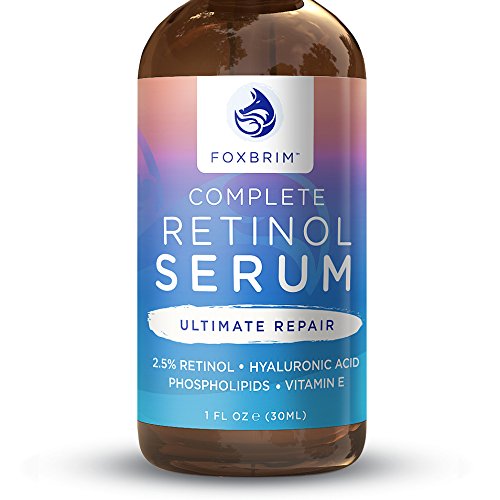 Complete Retinol Serum 2.5% Phospholipid Based - Organic Liquid Facelift To Reduce Wrinkles, Crows Feet & Fine Lines for Both Men & Women - Foxbrim 1OZ