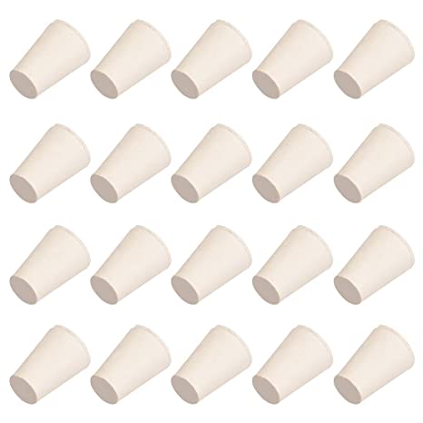 uxcell White Tapered Shaped Solid Rubber Stopper for Lab Tube Stopper Size 000 20Pcs